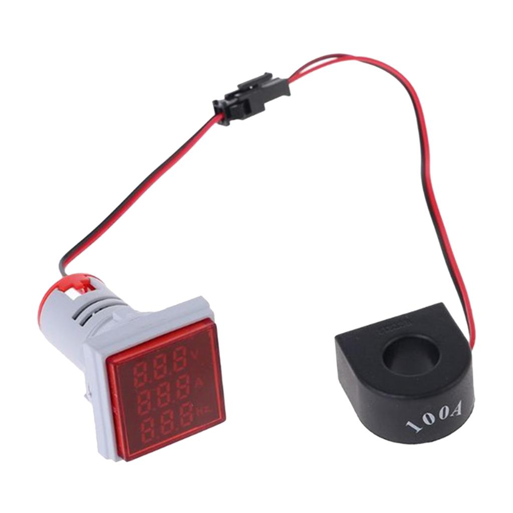2x LED 3 in 1 Multifunction 60-500V 100A 20-75Hz Voltmeter Amp HZ Gauge