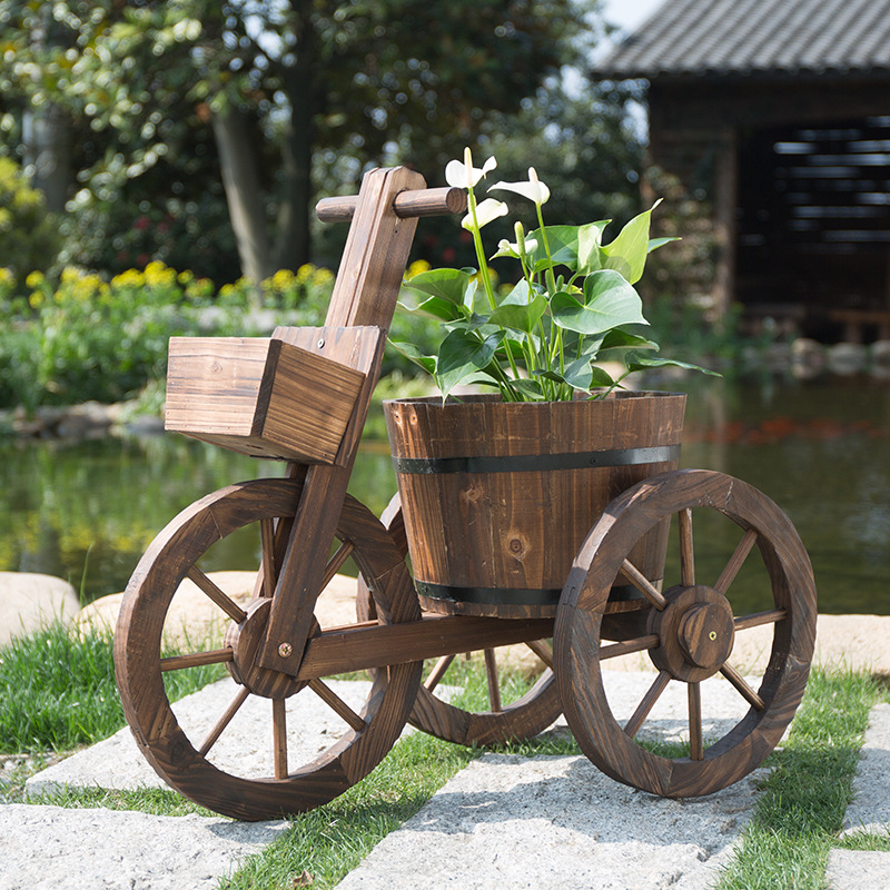 Kệ để chậu hoa cây cảnh decor sân vườn ban công ngoài trời phong cách vintage bằng gỗ thông rắn chắc bảo hành 6 tháng