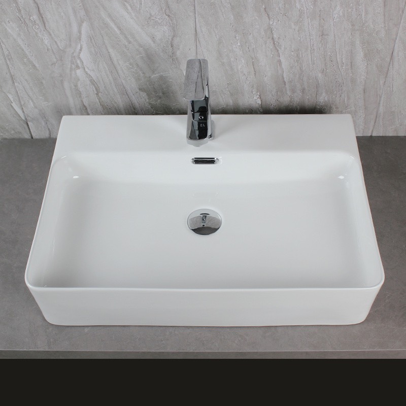 Chậu lavabo đặt bàn hình chữ nhật, bo góc