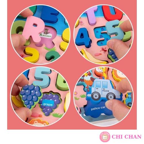 Đồ chơi gỗ thả hình câu cá đa năng 7in1 học chữ số giáo dục phát triển trí tuệ