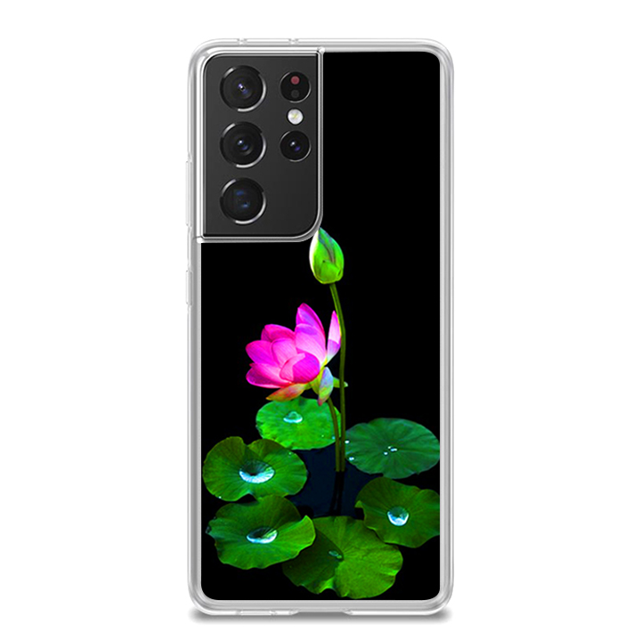 Ốp lưng điện thoại SAMSUNG GALAXY S21 ULTRA - Silicone dẻo - 0296 LOTUS02 - Hàng Chính Hãng