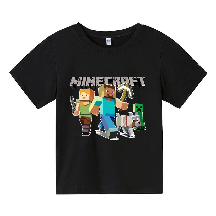 Áo thun trẻ em MINECFRAF, 4 màu, có size người lớn, King Cotton