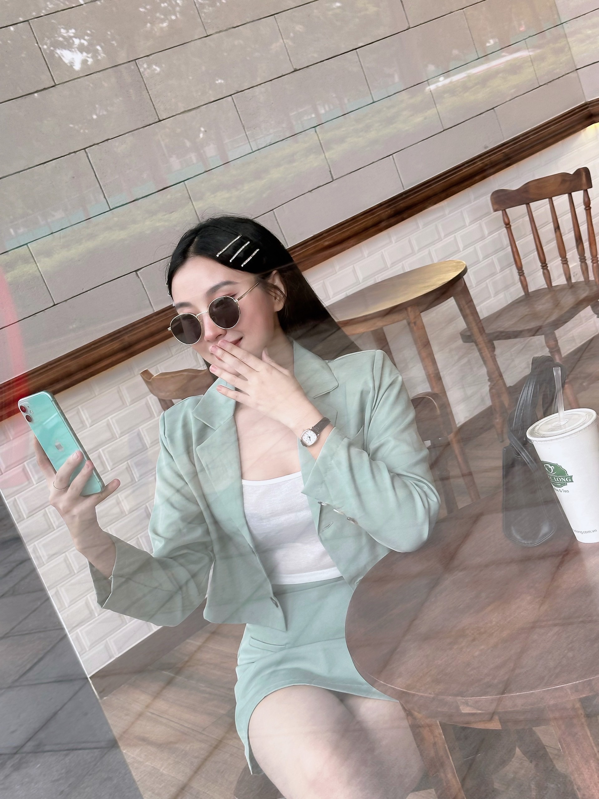 ĐẦM SET ÁO KHOÁC VEST BLAZER LỬNG SUÔNG TRƠN TAY DÀI XANH PASTEL + CHÂN VÁY CHỮ A NGẮN LƯNG CAO + ÁO CROPTOP 2 DÂY ĐI TIỆC DẠO PHỐ ĐI CHƠI CÔNG SỞ