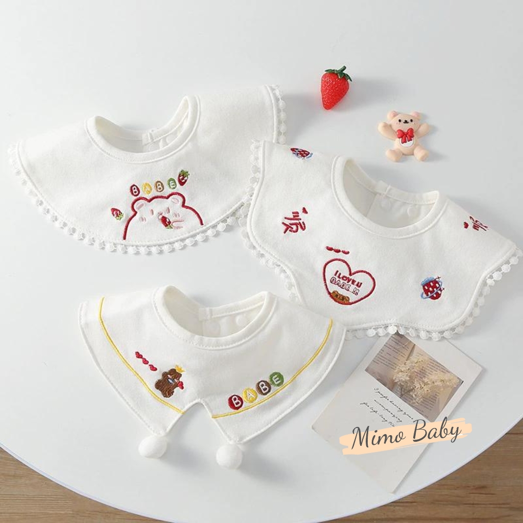 Set 3 yếm cổ cotton cao cấp họa tiết sắc màu đáng yêu cho bé YC17 Mimo Baby