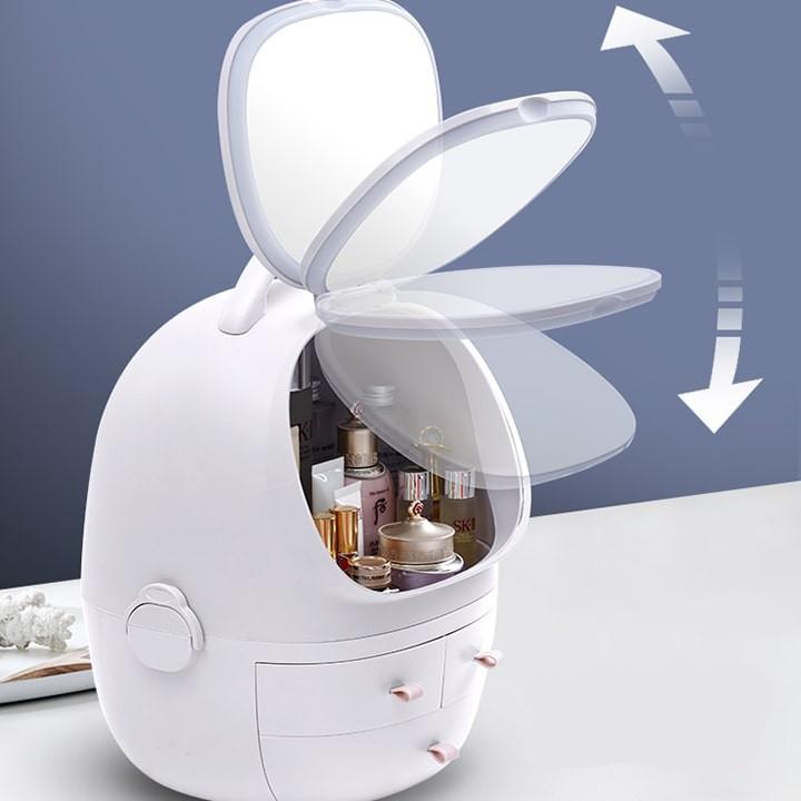 Hộp đựng đồ trang điểm ️Tủ đựng đồ mỹ phẩm mini 2 tầng có nắp đậy, hộp đựng mỹ phẩm chống bụi