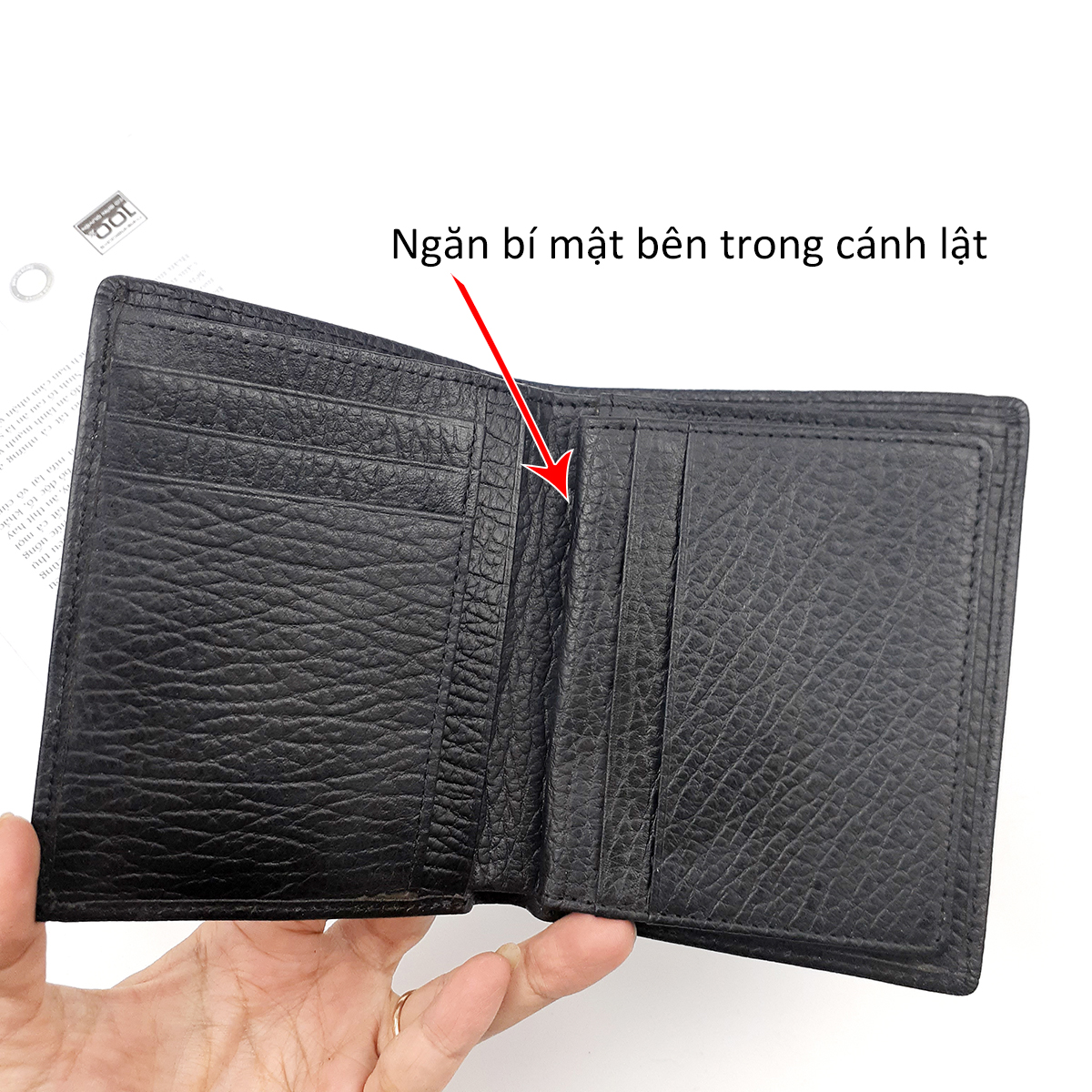 Ví bóp da nam bỏ túi Mẫu ví đứng Size 12cmx10cm Hàng xuất dư có ngăn bí mật VD05