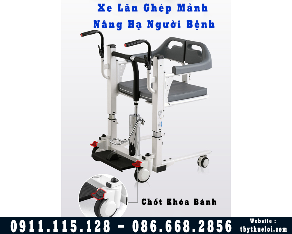 Xe Lăn Ghép Mảnh Đa Năng Nâng Hạ Bệnh Nhân