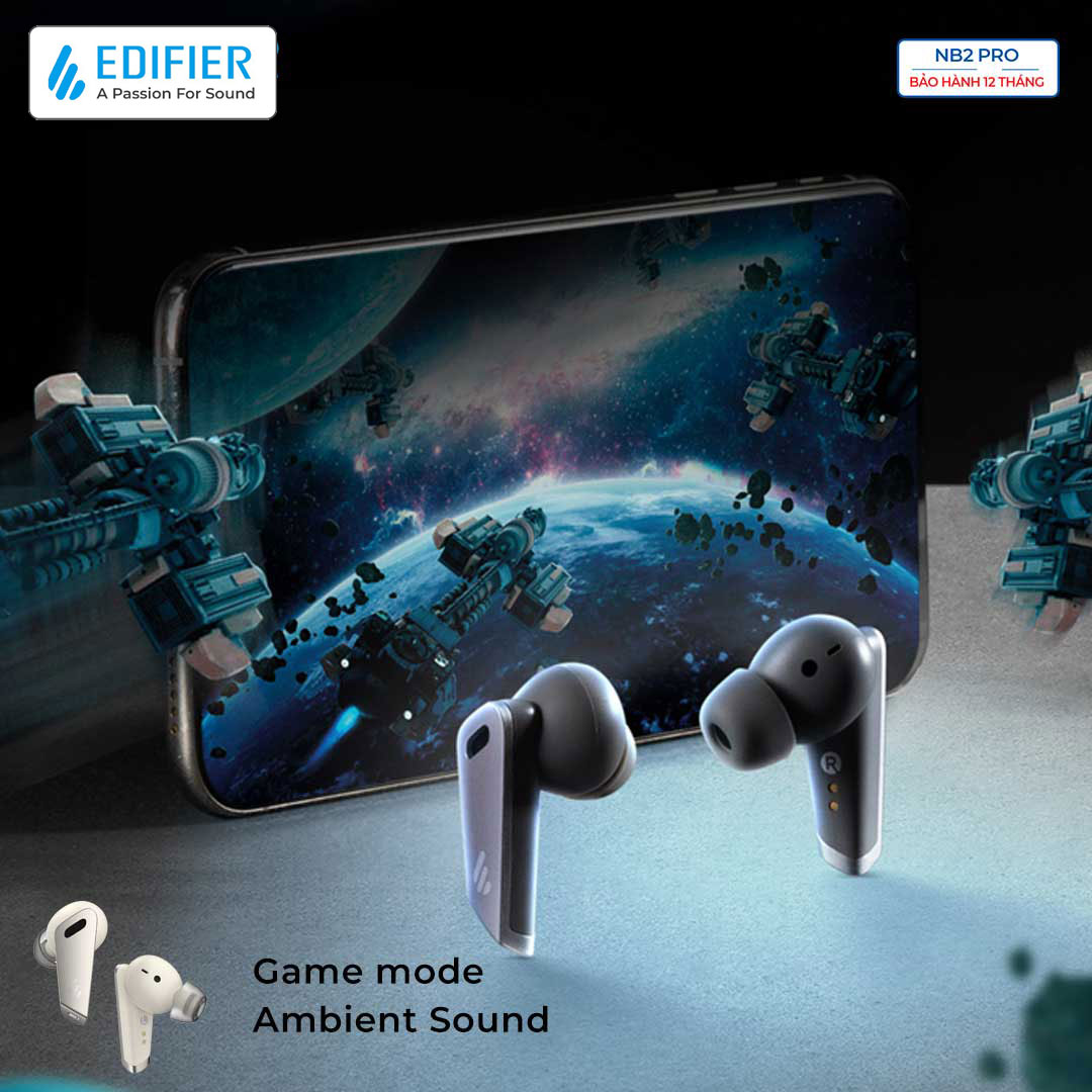 Tai nghe bluetooth Edifier NB2 Pro Chống ồn chủ động tốt Xuyên âm Game mode - Hàng chính hãng