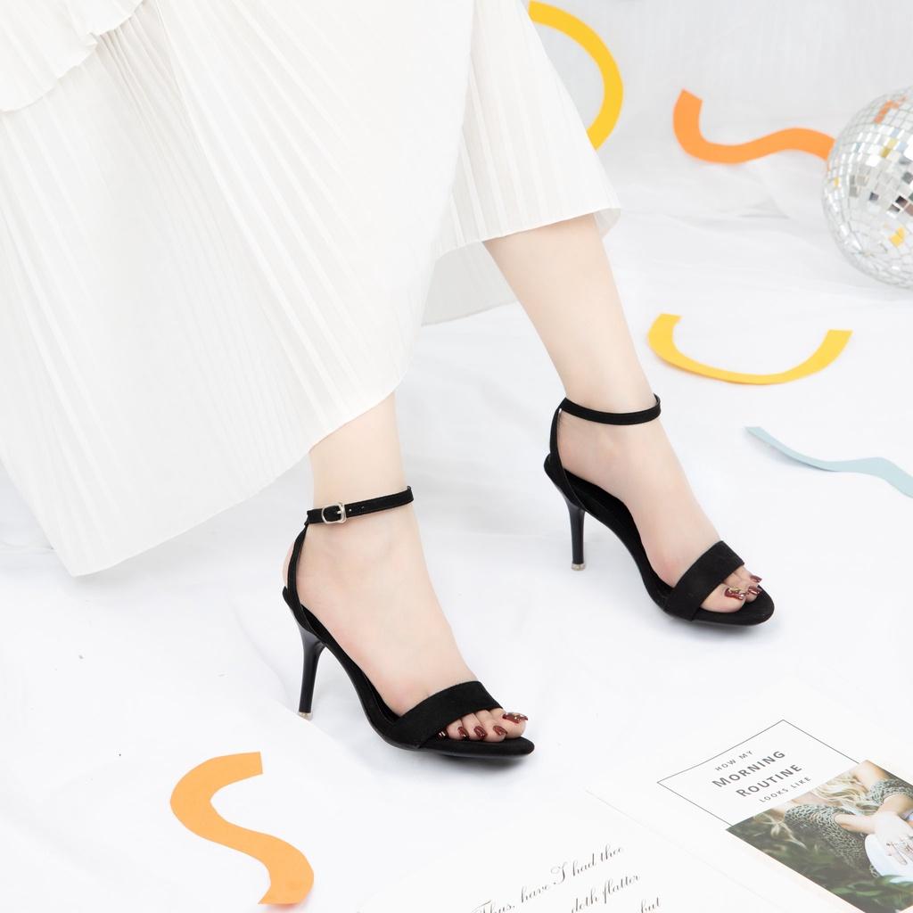 Giày MWC 4355 - Giày Sandal Cao Gót Quai Ngang Gót Nhọn 7p Basic Thời Trang