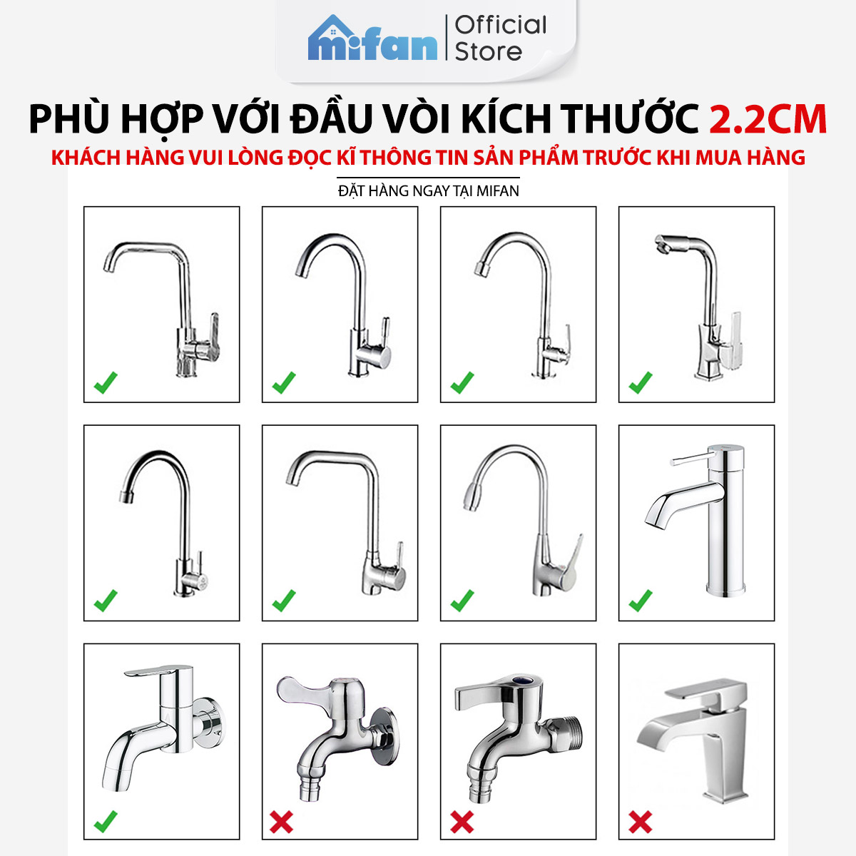 Đầu vòi rửa bát tăng áp lọc nước Mifan -  Lõi PP loại bỏ cặn bẩn, clo, màu và mùi, cổ xoay 360 bồn rửa chén