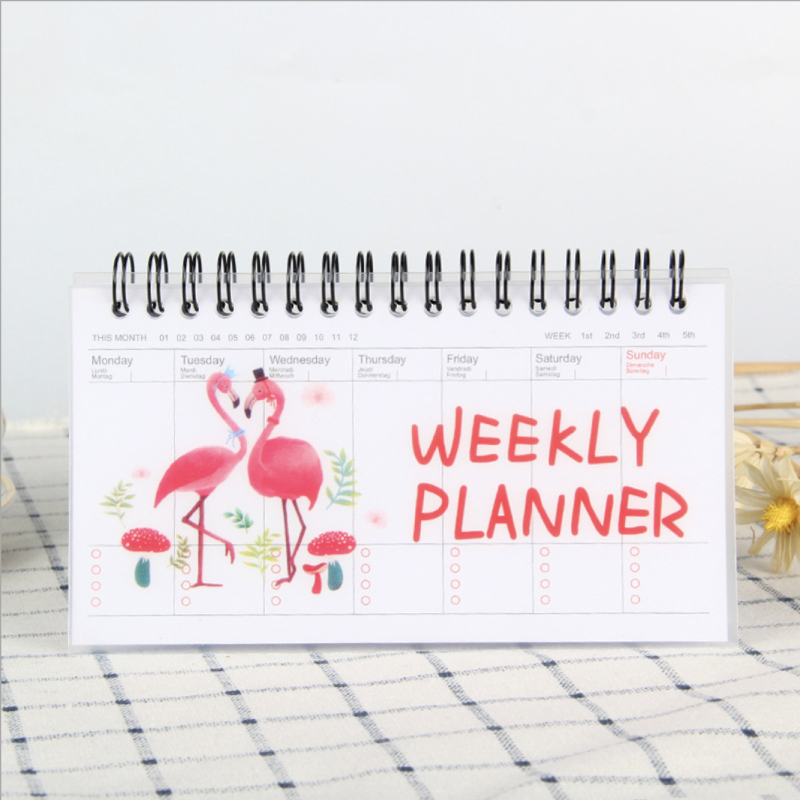 Sổ vở kế hoạch Weekly Planner lò xo 100 trang 9x16cm - Hồng hạc