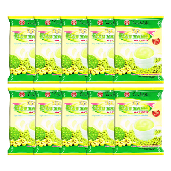 Thùng 10 gói Bột đậu xanh hạt sen không đường