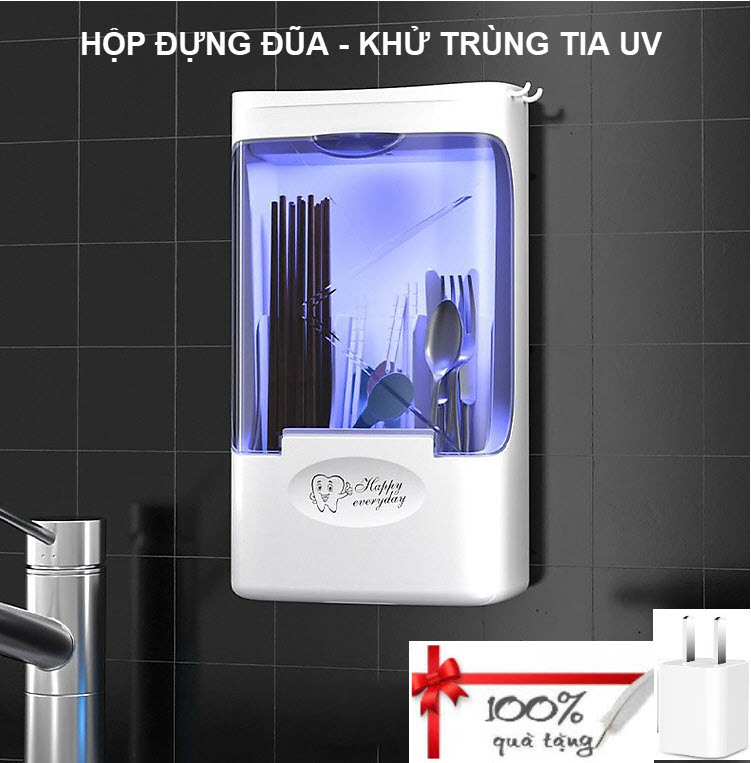 Tặng Củ Sạc - Hộp đựng đũa thông minh khử trùng bằng tia UV - Ống đựng đũa khử trùng cao cấp - UV disinfection chopstick cage