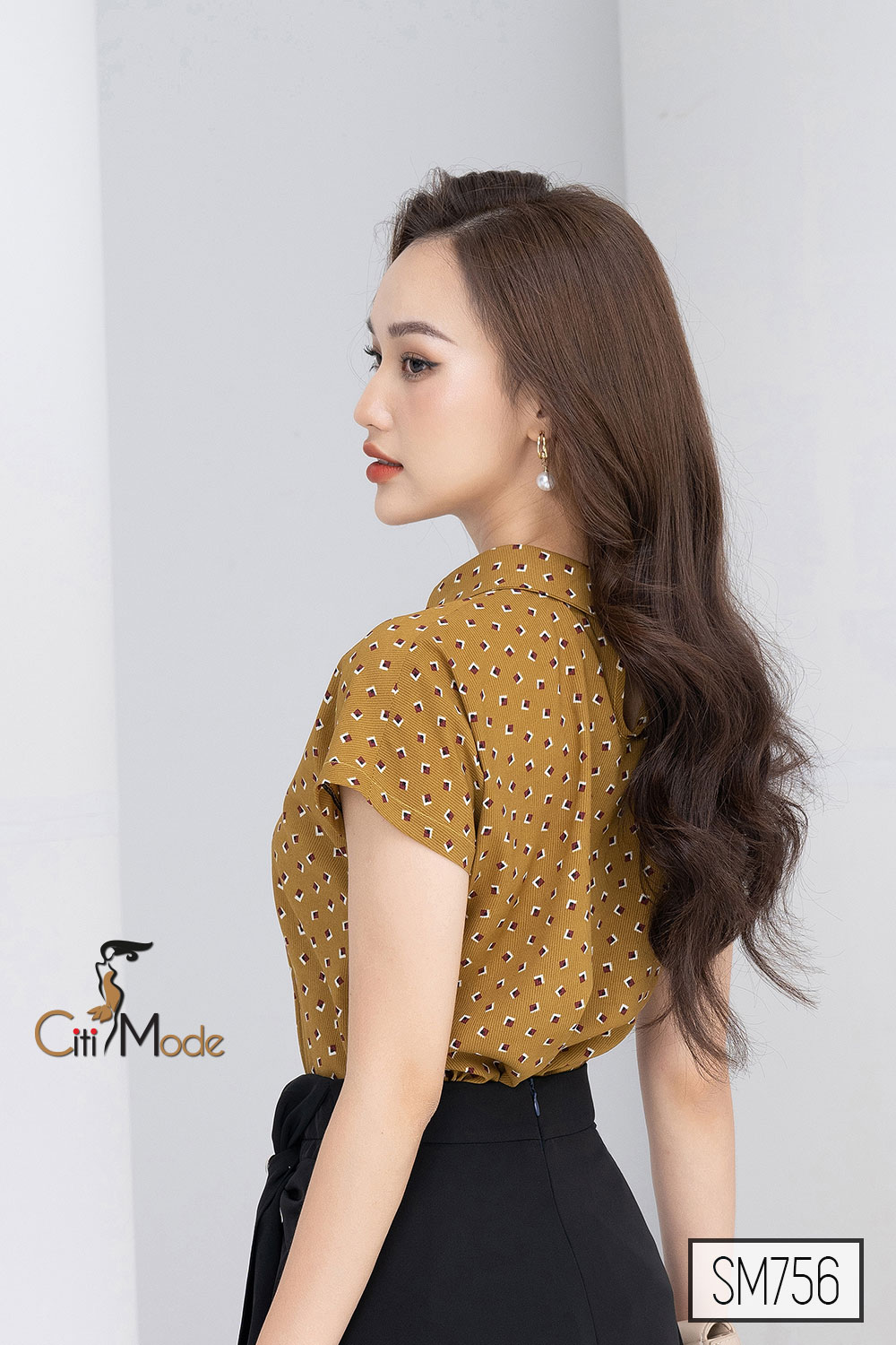 Sơ mi công sở nữ CITI MODE FASHION màu vàng thiết kế phối tay cánh dơi SM756