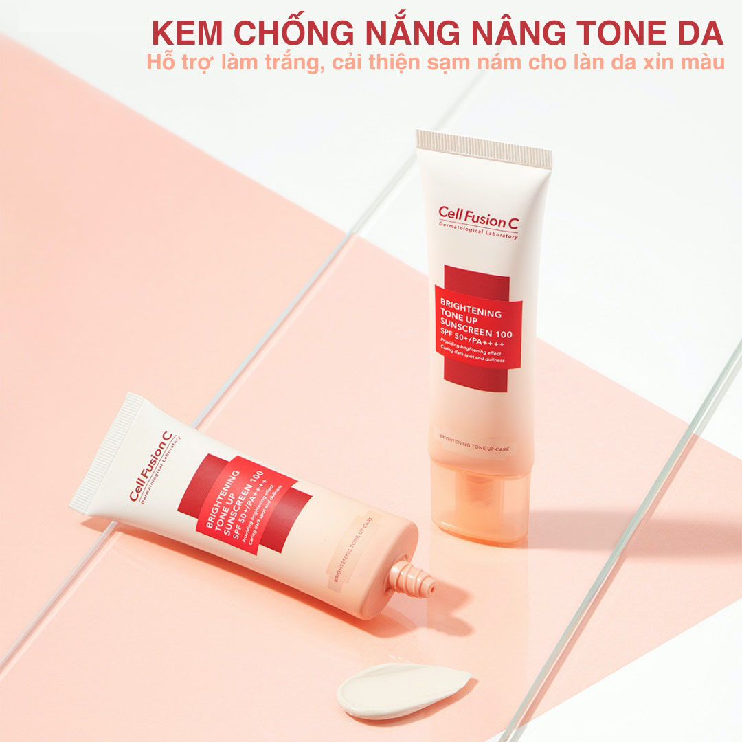 KEM CHỐNG NẮNG DƯỠNG TRẮNG NÂNG TONE CELL FUSION C BRIGHTENING TONE UP 100 SPF50+/ PA++++ 35ML