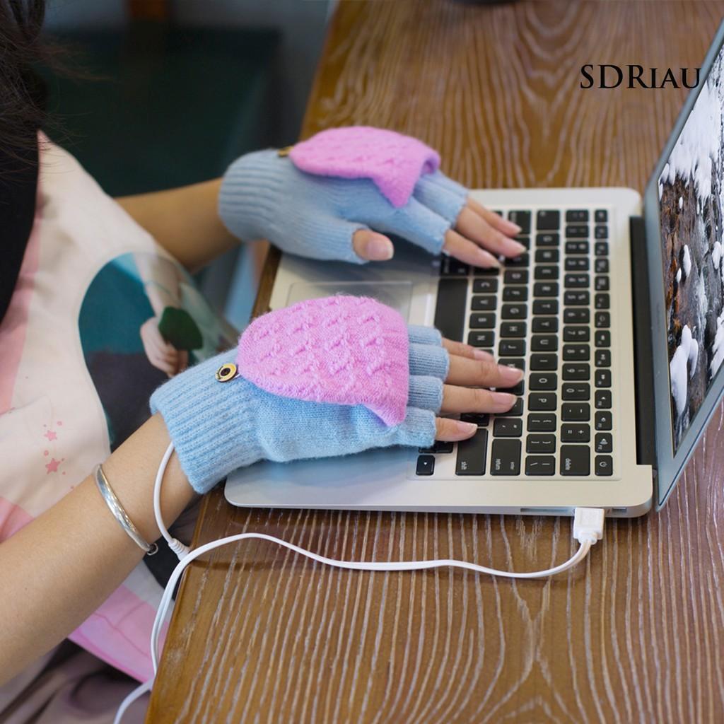 Găng Tay Giữ Ấm Hở Ngón Có Cổng Sạc Usb Tiện Dụng