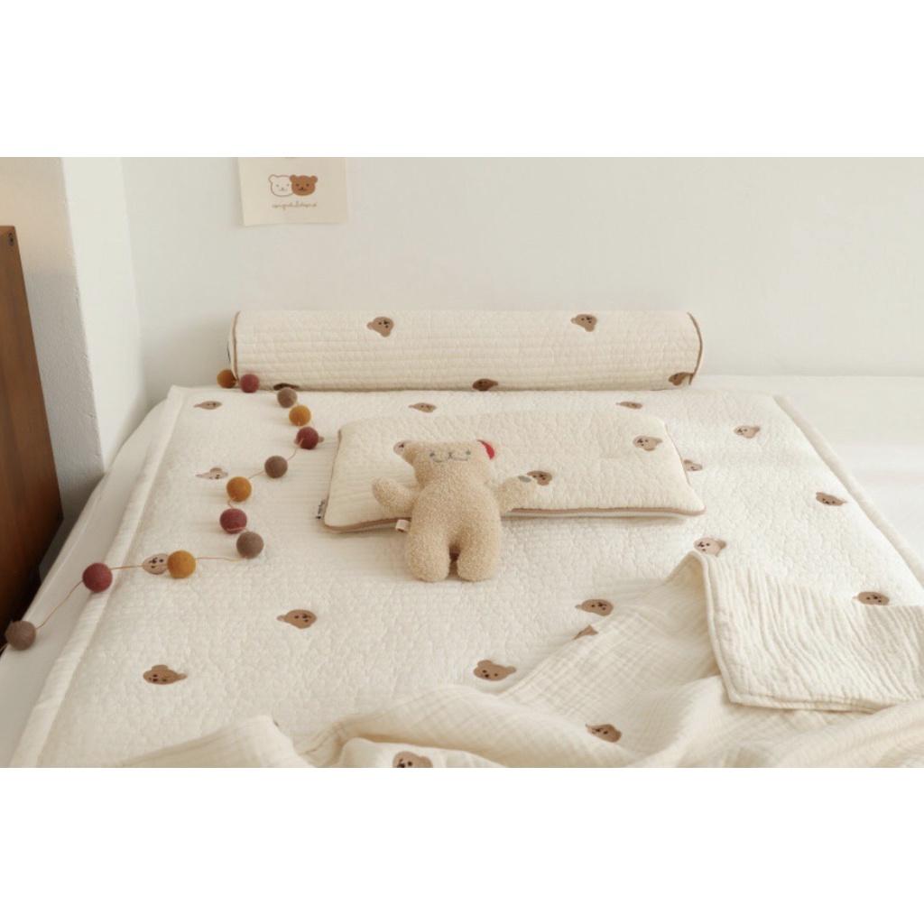 Thảm Đệm Nằm Chezbebe Hàn Quốc Thêu Quilting Gấu Shagomi cho bé - made in Korea