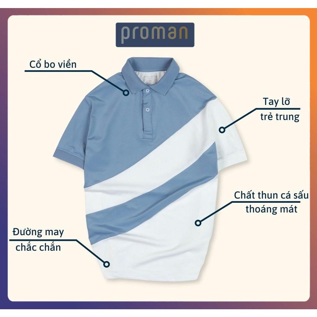 Áo Polo nam cổ bẻ thun basic cộc tay vải cá sấu cotton, áo thun nam có cổ PHỐI CHÉO phong cách trẻ trung AT06 - PROMAN