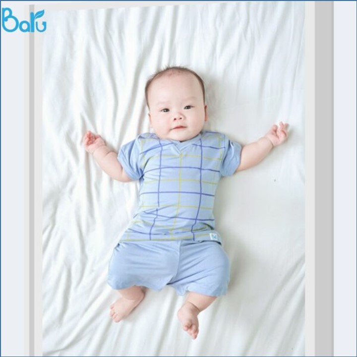 Bộ cộc tay cổ tim  BARU cho bé Vải Cotton 2C Dư Xịn Mềm Mát , thời trang trẻ em ( 6M -4Y )