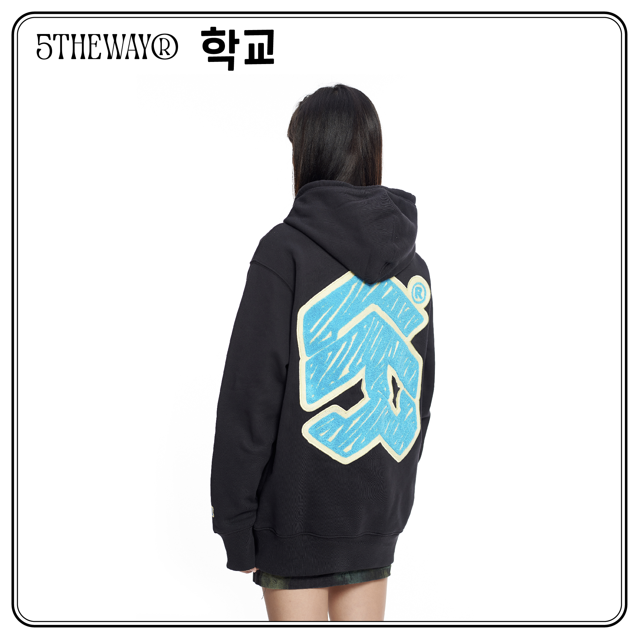 Áo Khoác Hoodie 5THEWAY Màu Đen aka /sketch/ Embroider Traditional Fit Hoodie in BLACK