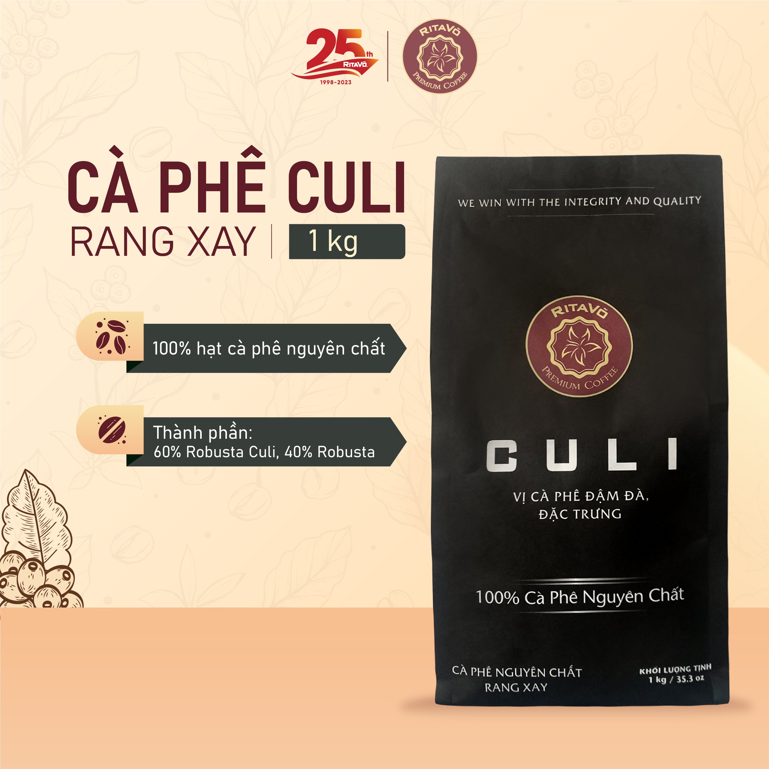 Cà phê rang xay Rita Võ Cafe Culi 1kg