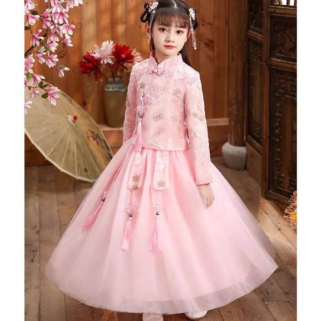 Đầm hán phục cho bé gái 8-40kg, váy công chúa trung hoa