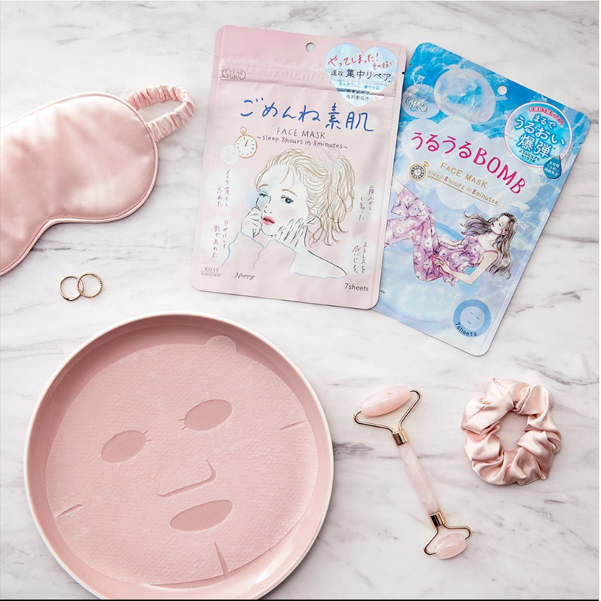 Mặt Nạ Giấy Cấp Ẩm Chuyên Sâu Và Dưỡng Mịn Da Kose Clear Turn Gomenne Bare Face Mask (7 Tấm) - 2 Loại