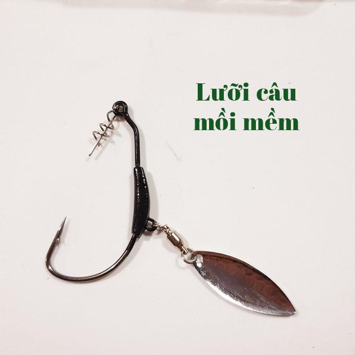 Hộp mồi câu lure 4 con + lưỡi móc mồi mềm + khóa + chì - hộp 4 mồi