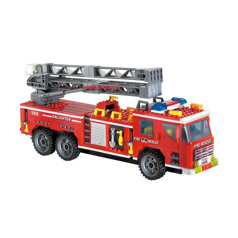 Đồ Chơi Hộp logo ráp xe cứu hỏa thang 5t lính 607m , 908 - SP348996