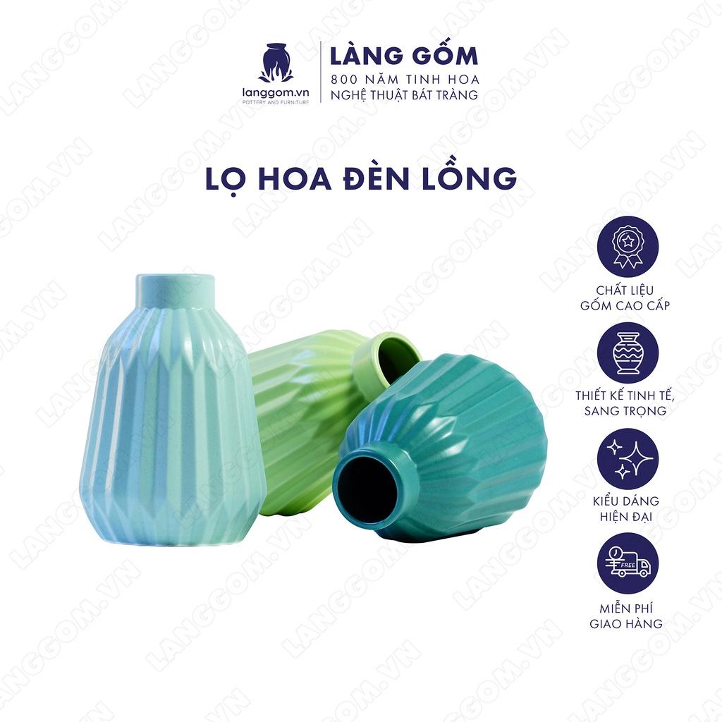 Bình hoa, lọ hoa Gốm sứ Bát Tràng cao cấp Men mát đèn lồng dùng làm quà tặng, trang trí - Làng Gốm Bát Tràng