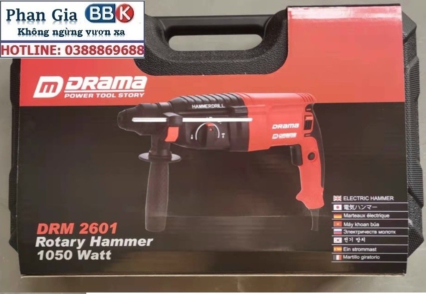 Máy Khoan Đục Bê Tông DRAMA 1350W 2-26 Có 3 Chế Độ - Cam kết 100% Ruột Đồng Máy Khỏe Chạy Êm Bền - Bảo Hành 12 Tháng