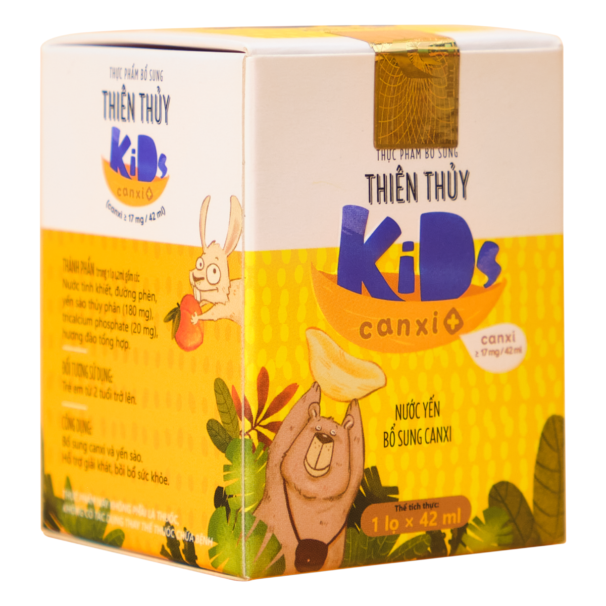 Nước Yến Sào Thiên Thủy Kids Canxi+ - Nhà Yến Nha Trang - Hộp 1 Lọ - Yến Kids - Tổ yến chưng sẵn dành cho trẻ em - Hàng Chính Hãng