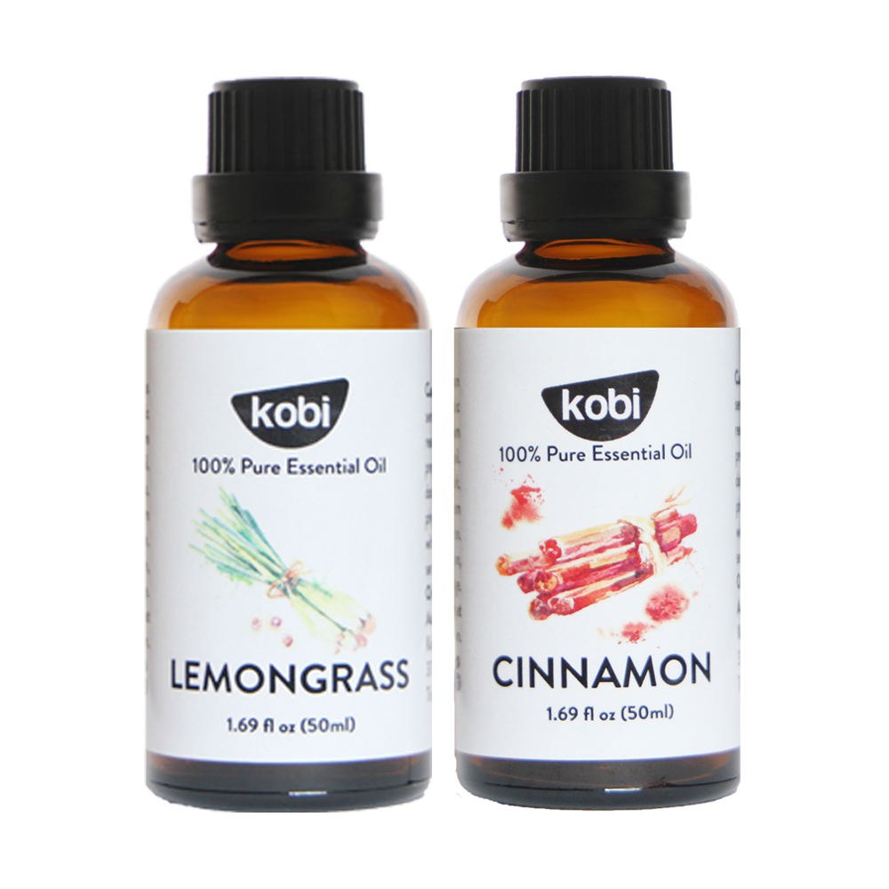 Combo Tinh Dầu Sả Chanh Kobi (50ml) + Tinh Dầu Quế Kobi (50ml) Nguyên Chất