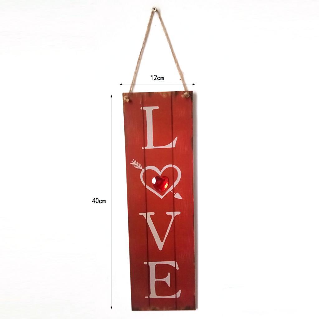 Wedding Valentine's Day Decor Wooden Hanging Gift Plaque Love Sign Red
