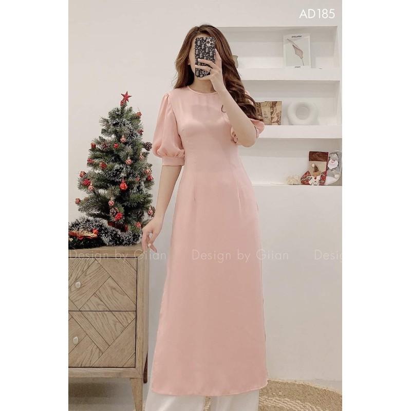 áo dài cách tân - xanh mint quần xanh - S
