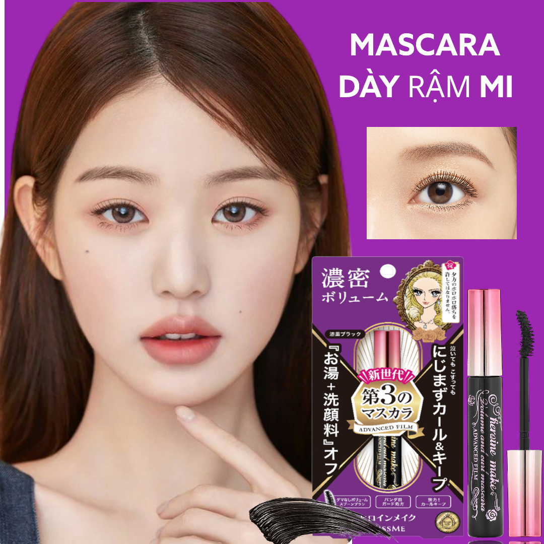 Mascara Không Trôi Giúp Giữ Nếp Cong Và Làm Dày Rậm Mi Kissme Heroine Make Dạng Màng Flim Nâng Cao (6G)