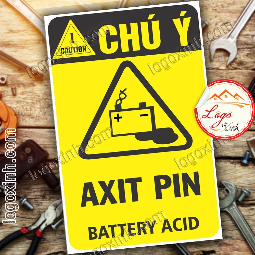LOGO TEM STICKER CẢNH BÁO NGUY HIỂM AXIT PIN ACID - BIỂN CẢNH BÁO AN TOÀN LAO ĐỘNG