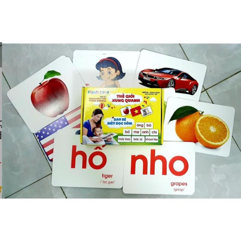 Thẻ học thông minh Flashcard size A5 dày to nhất dạy trẻ thế giới xung quanh và dạy trẻ tập