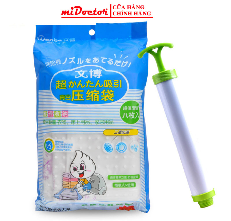Bộ 8 Túi Hút Chân Không Đựng Quần Áo, Chăn Màn CỠ ĐẠI Cao Cấp - Hàng chính hãng