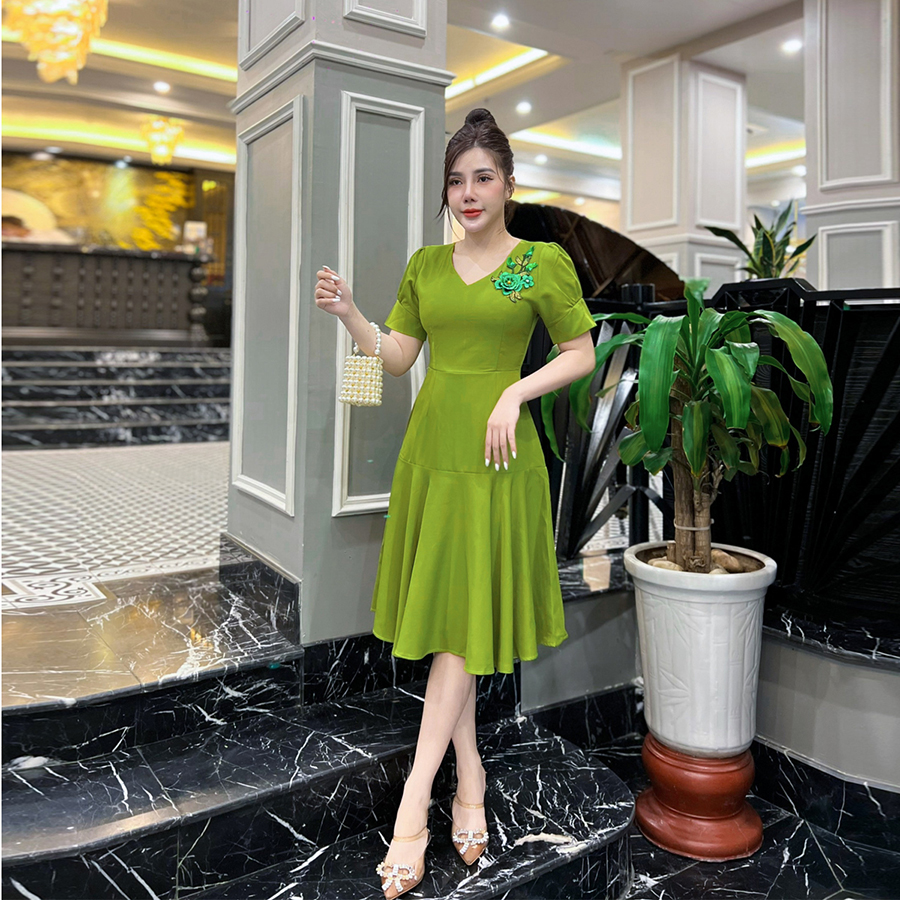 [HCM] Đầm đuôi cá kết hoa thêu 3D D076 - Lady Fashion - Khánh Linh Style