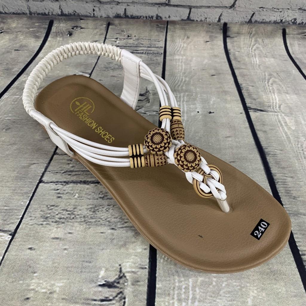 Sandal nữ xỏ ngón thời trang trắng kem mới 3676