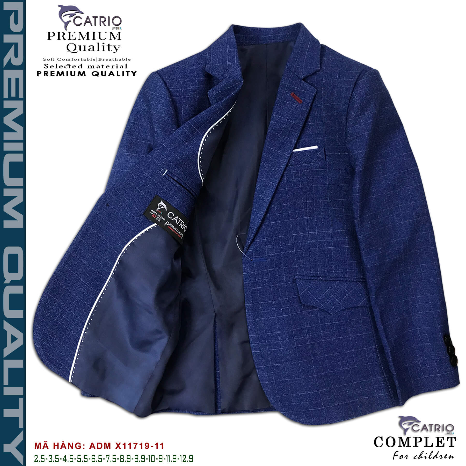 ÁO ĐỜ MI BÉ TRAI CATRIO 11719/11 LÀ ÁO VEST TRẺ EM từ 2 tuổi đến 12 tuổi  phù hợp ngày lễ tết, tiệc cưới thuộc BST quần áo complet veston trẻ em CATRIO mùa thu đông 2021