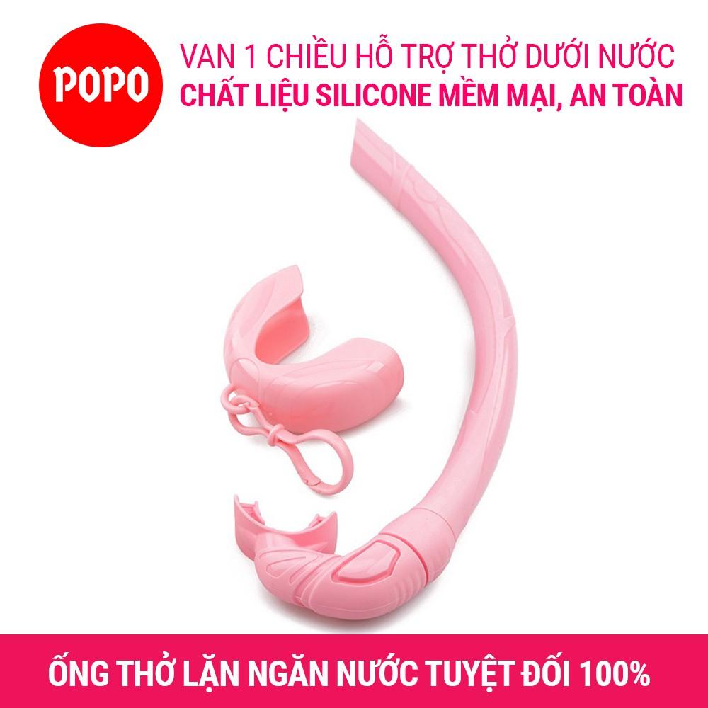 Ống thở dưới nước lặn biển chuyên nghiệp POPO SN53 van 1 chiều, chất liệu silicone mềm mại ngăn nước tuyệt đối, hiệu quả