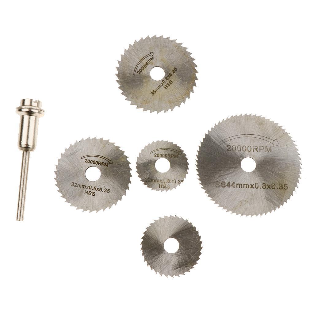 5 Pieces Wood HSS Cutting Discs Wheels 22mm-44mm 3.17mm Mandrel Rotary Tool