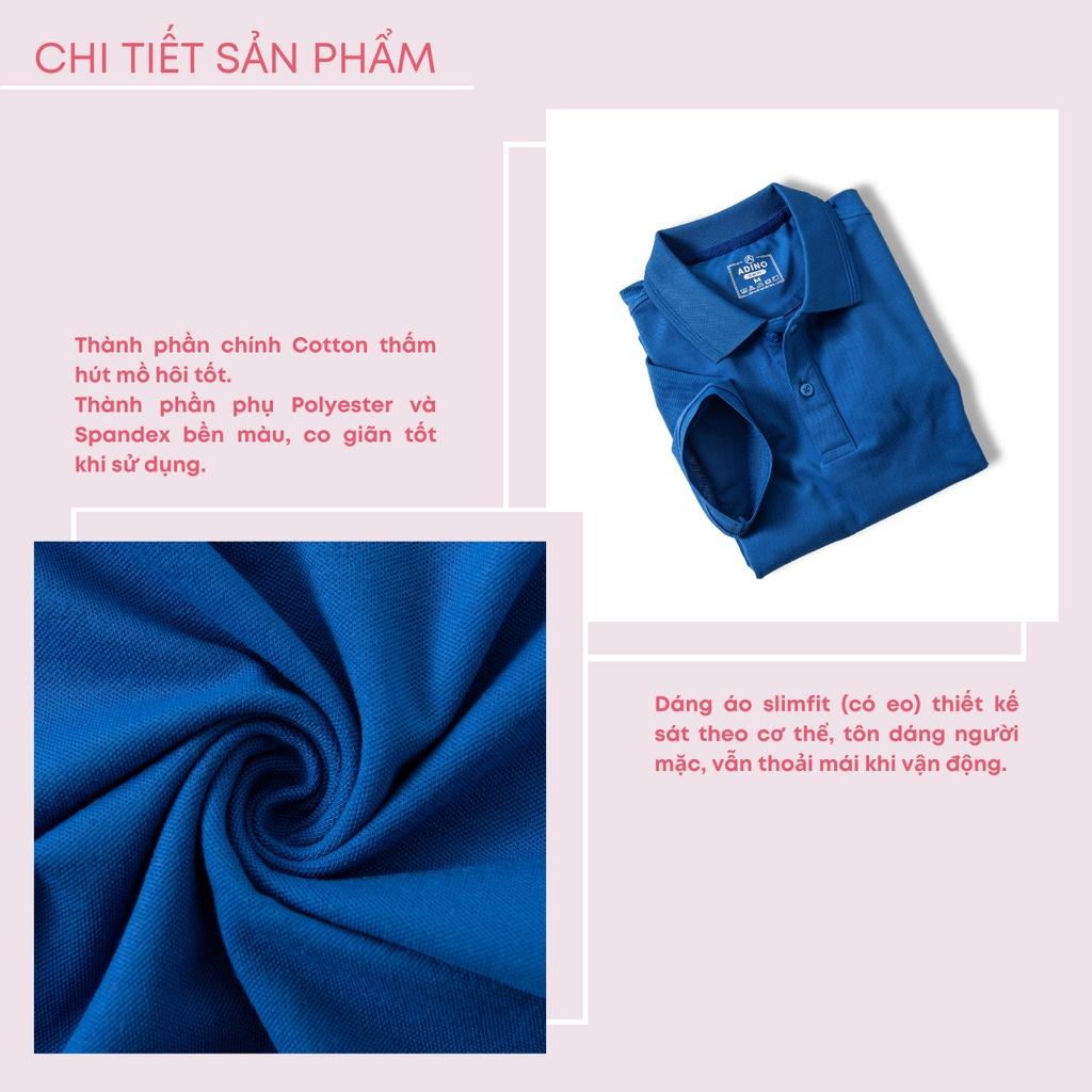Áo polo nữ ADINO màu xanh đậm phối viền chìm vải cotton co giãn dáng công sở slimfit hơi ôm trẻ trung APN03