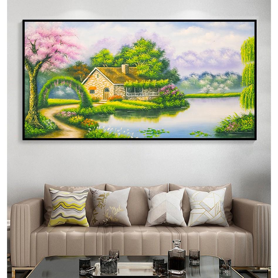 Tranh in sơn dầu tự chọn HD Cảnh đẹp thiên nhiên Thomas-1 KT 77 x 40 cm khung sassy
