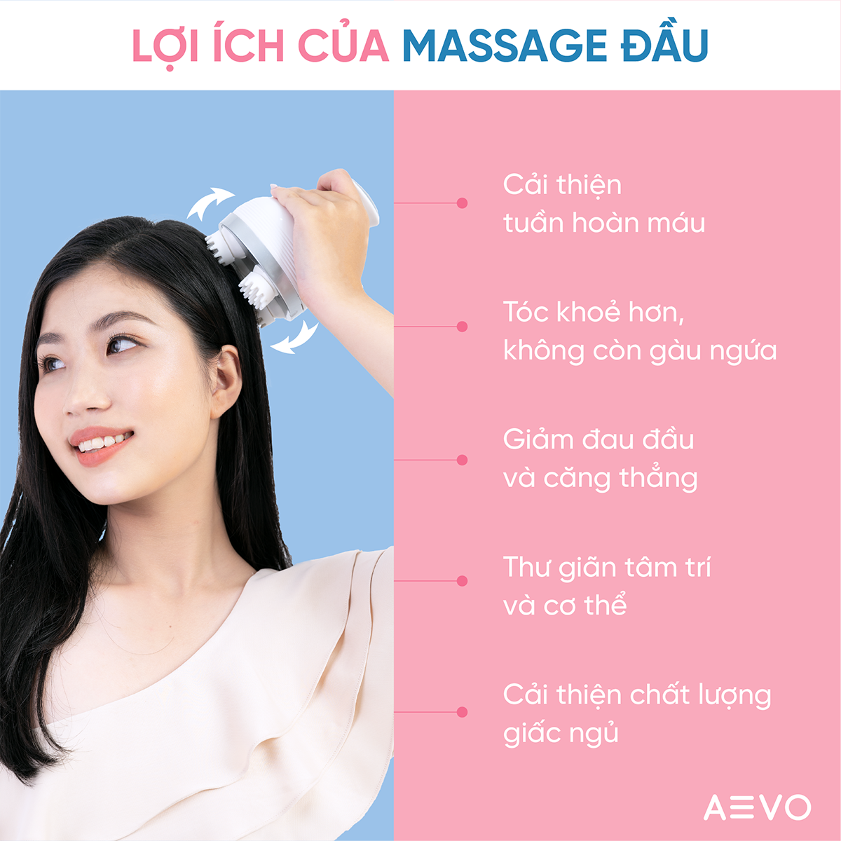 Máy Massage Đầu Cổ Vai Gáy AEVO Scalp Massager - Máy Mat Xa Chính Hãng - Matxa Đầu Giải Toả Căng Thẳng, Mệt Mỏi