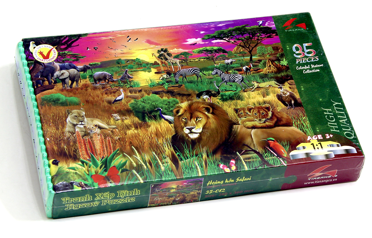 Tranh xếp hình Tia Sáng Jigsaw Puzzle 035 mảnh phát triển trí tuệ cho bé - Hoàng Hôn Safari - MSP: 035-012