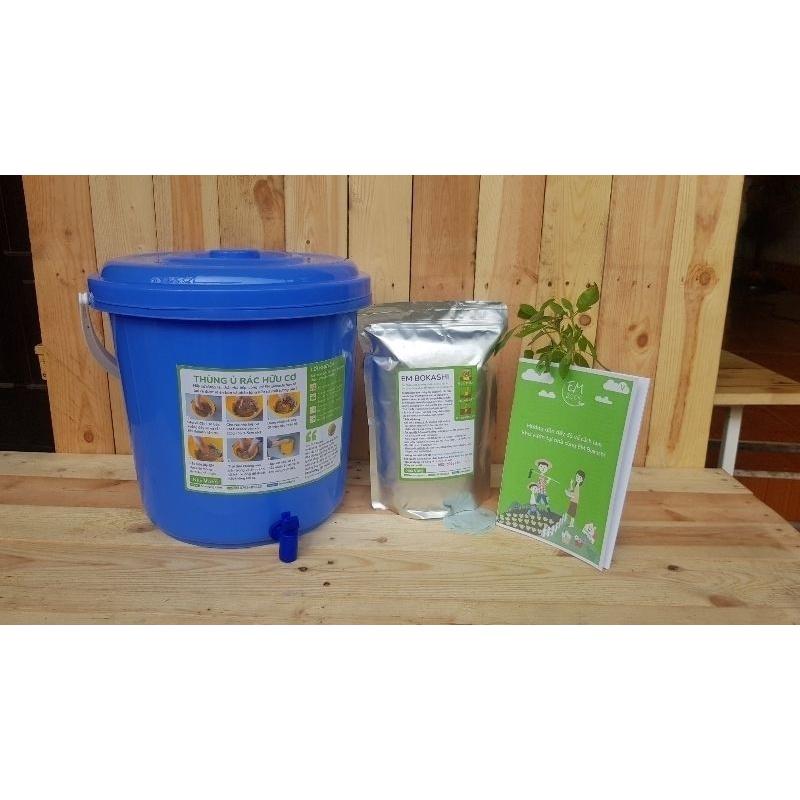 Thùng ủ rác hữu cơ thành phân hữu cơ Bokashi - Nhà Vừng (1 thùng 1 gói)