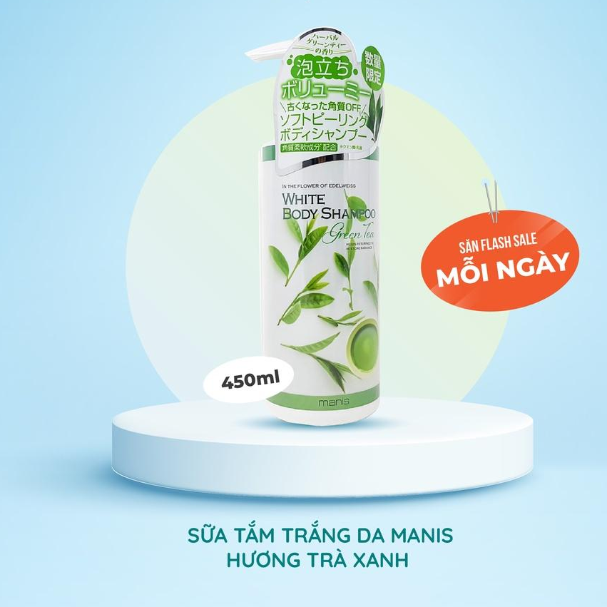 Sữa Tắm Manis Trắng Da Dưỡng Ẩm Hương Trà Xanh Nhật Bản 450ml